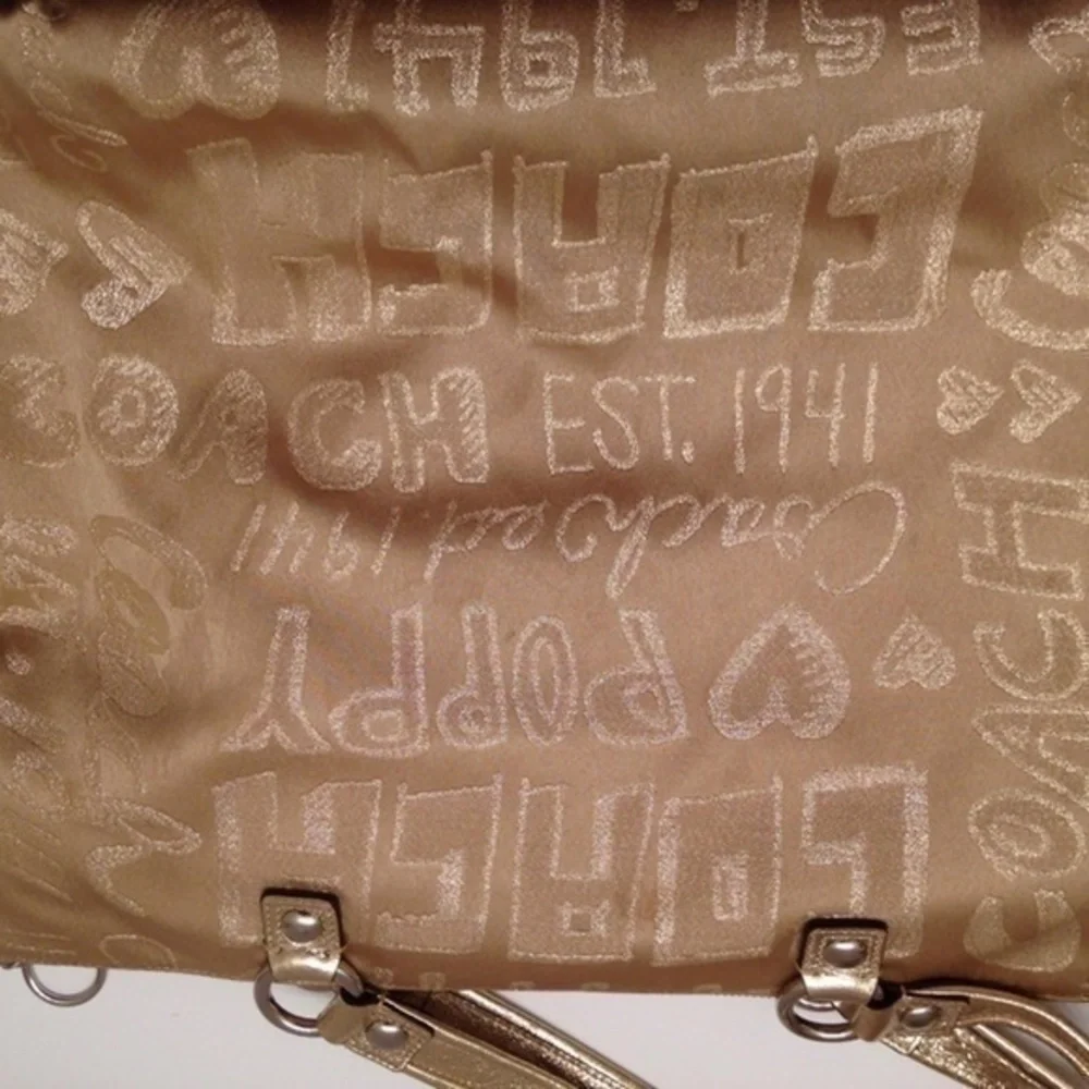 Coach 15301 Poppy Story Patch Glam Sateen Tote